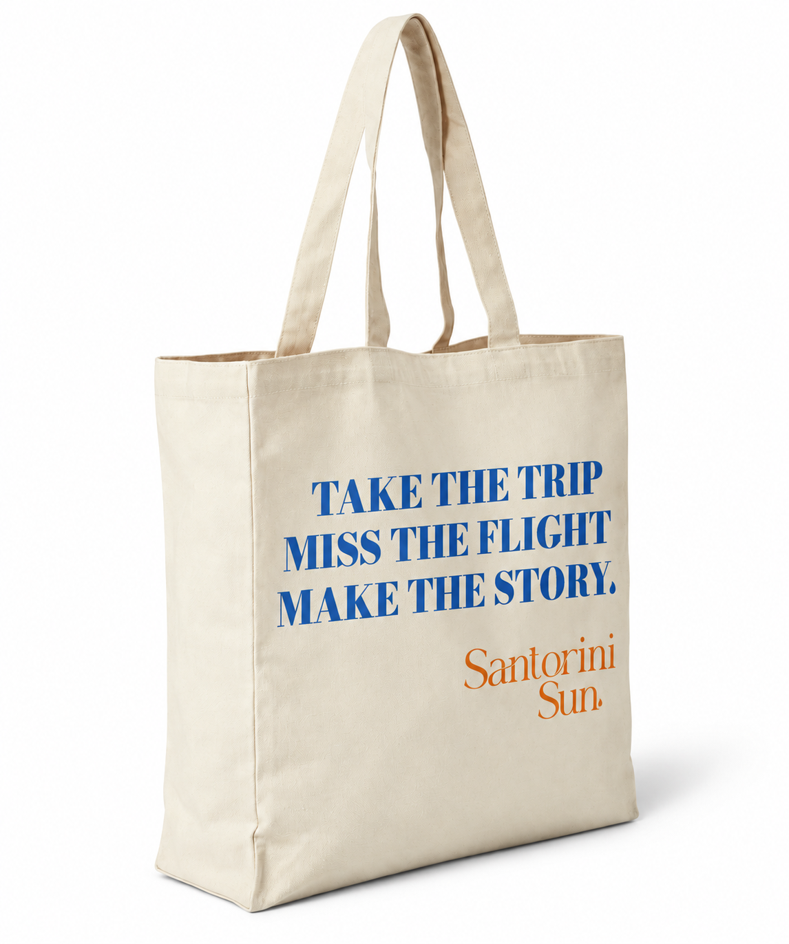 Canvas tote . Take trip. Miss the flight. Make the memory