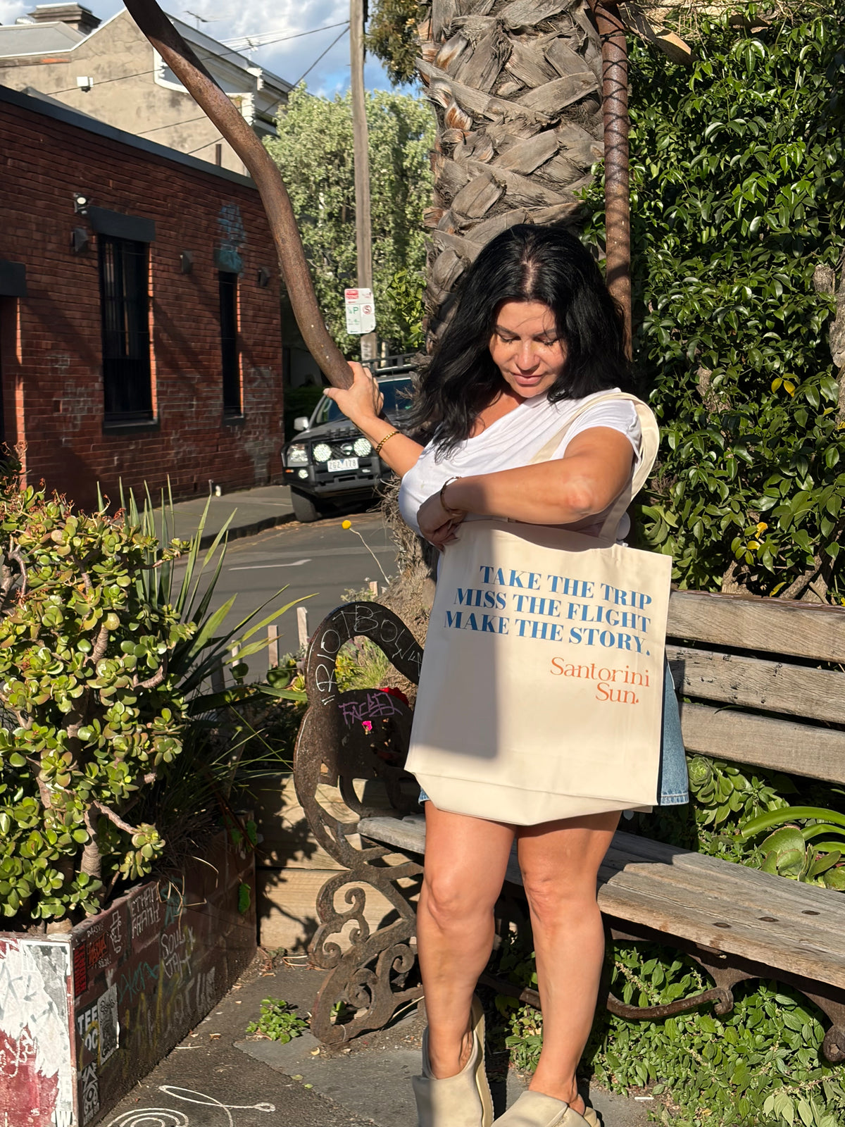 Canvas tote . Take trip. Miss the flight. Make the memory