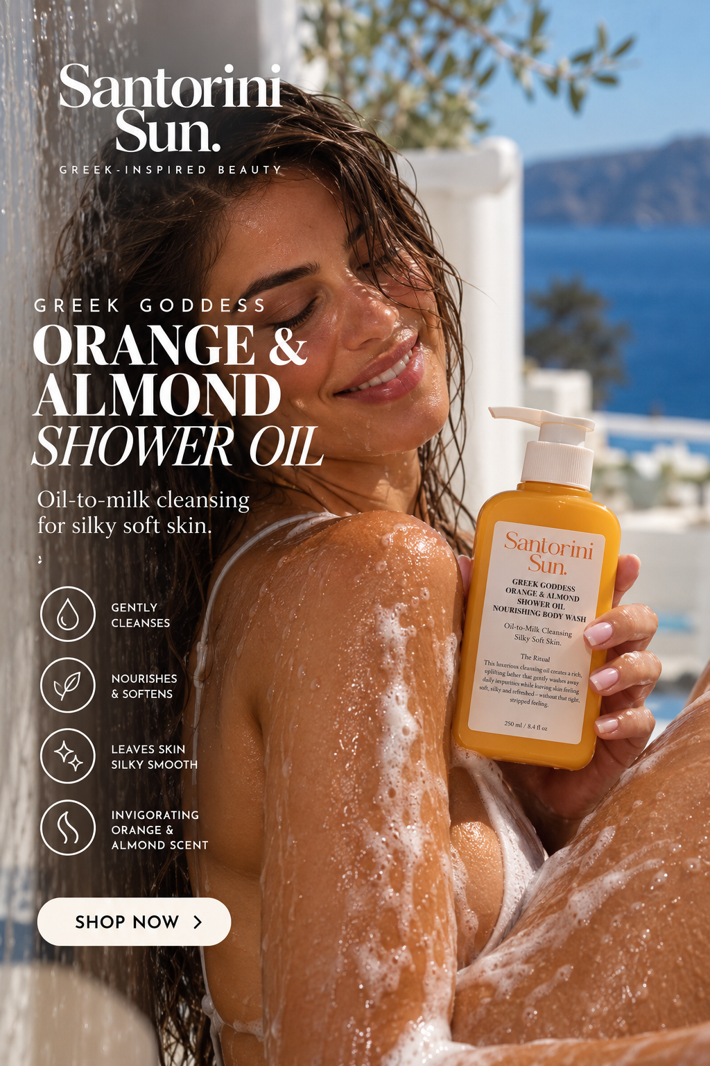 Greek Goddess Orange & Almond Shower Oil · 250 mL