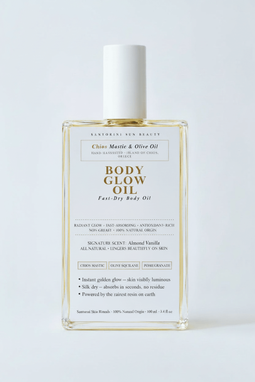 BODY GLOW OIL — Fast-Dry Mediterranean Body Oil · Antioxidant-Rich · 100% Natural · 100mL - Santorini Sun
